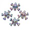 Rack Plating Rainbow Color Alloy Pendants, with Crystal Rhinestone, Cadmium Free & Nickel Free & Lead Free, Skull, 29x35x7.5mm, Hole: 2.5mm
