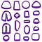 1 Set Plastic Clay Molds, Clay Tool, Mixed Shapes, Dark Violet, 2.45~6.15x1.7~5.7x1.5cm