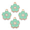 Alloy Enamel Pendants, Sakura Flower, Light Gold, Aquamarine, 20.5x17.5x1.5mm, Hole: 2mm
