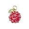 Electroplat Glass Pendants, Fruits, with Transparent Acrylic and Golden 304 Stainless Steel Jump Ring, Faceted, FireBrick, 16x15mm, Hole: 5mm
