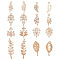 16Pcs 8 Styles Brass Micro Pave Cubic Zirconia Pendants, Leaf with Teardrop, Long-Lasting Plated, Leaf, 15.5~28x6.5~11.5x1.5~5mm, Hole: 1~4mm