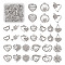 32PCS 16 Style Alloy Rhinestone Pendants, Heart Charms, for Valentine's Day, Crystal, 14~22.5x14~23x2.4~4mm, Hole: 1.8~2.7mm, 2Pcs/style