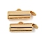 Brass Slide On End Clasp Tubes, Slider End Caps, Cadmium Free & Nickel Free & Lead Free, with Pendant Bails, Real 18K Gold Plated, 5.5x12.5x4mm, Hole: 0.9mm, Inner Diameter: 3mm