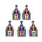 Rainbow Color Alloy Pendants, Cadmium Free & Nickel Free & Lead Free, Castle, 28x14x4mm, Hole: 2mm