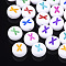 Initial Acrylic Beads, Horizontal Hole, Flat Round, Mixed Color, Letter.X, 7x3.5~4mm, Hole: 1.2mm