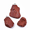 Natural Red Jasper Pendants, Rough Raw Stone, with 304 Stainless Steel Loops, Nuggets, Stainless Steel Color, 26~45x23~36x7~14mm, Hole: 2mm