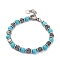 Synthetic Turquoise & Magnetic Synthetic Hematite Round Beaded Bracelet, 8-1/4 inch(21cm)