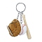 PU Leather Keychain, Baseball Set Shape, Peru, 108mm
