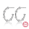 Anti-Tarnish Rhodium Plated 925 Sterling Silver Ring Stud Earrings, Half Hoop Earrings, with 925 Stamp, Platinum, 19x2mm