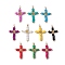 Glass Seed Beads Pendants, with Golden Brass Findings, Cross, Mixed Color, 32.5x21x4mm, Hole: 1.6mm
