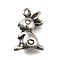 Retro 304 Stainless Steel Pendants, Animal Charms, Antique Silver, Rabbit, 16.5x13x5.5mm, Hole: 1.4mm