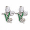 Alloy Rhinestone Pendants, with White ABS Imitation Pearl and Enamel, Platinum, Flower, Creamy White, 33x23x5.5mm, Hole: 1.8mm