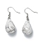 Natural Howlite Dangle Earrings, with Brass Earring Hooks, Drop, Platinum, 43x13~15mm, Pin: 0.5mm