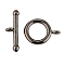 Brass Ring Toggle Clasps , Gunmetal, Ring: 19x14x3mm, Bar: 7x22x4mm, Hole: 1.5mm