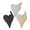 Brass Micro Pave Cubic Zirconia Pendants, Heart Charms, Rack Plating, Lasting Plated, Cadmium Free & Lead Free, Mixed Color, 43.5x29.5x4mm, Hole: 3x5.5mm