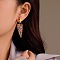 304 Stainless Steel Heart Dangle Stud Earrings, with Natural Rose Quartz, Real 18K Gold Plated, 52x16mm