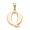 304 Stainless Steel Pendants, Golden, Initial Letter.Q, 30x23x1.5mm, Hole: 5x8mm