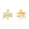 Brass Micro Pave Clear Cubic Zirconia Pendants, with Brass Snap on Bails, Nickel Free, Elephant, Real 18K Gold Plated, 16x19x5mm, Hole: 3x4mm