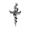 316 Surgical Stainless Steel Micro Pave Cubic Zirconia  Pendants, Cross with Wings, Ion Plating(IP), Antique Silver, 39.5x21.5x8.5mm, Hole: 3.5x6mm