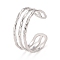 Non-Tarnish 304 Stainless Steel Triple Line Open Cuff Ring for Women, Stainless Steel Color, US Size 9(18.9mm)
