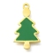 Christmas Themed Ion Plating(IP) 304 Stainless Steel Enamel Pendants, Real 14K Gold Plated, Christmas Tree, 17.5x10x0.8mm, Hole: 1mm