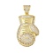 Brass Micro Pave Cubic Zirconia Pendants, Glove, Rack Plating, Cadmium Free & Lead Free, Long-Lasting Plated, Real 18K Gold Plated, 36x23x11.5mm, Hole: 7.5x3mm