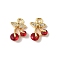 Brass Micro Pave Cubic Zirconia Pendants, Cherry Charms, Real 18K Gold Plated, FireBrick, 12x8x3mm, Hole: 1.5mm