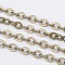 Brass Flat Oval Cable Chains, Unwelded, with Spool, Cadmium Free & Nickel Free & Lead Free, Antique Bronze, 3.3x2.6x0.5mm, about 301.83 Feet(92m)/roll