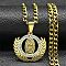 304 Stainless Steel Micro Pave Cubic Zirconial Necklaces, Catholic Saint Benedict Medal Pendant Necklaces, Golden, 23.62 inch(60cm)