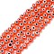 Handmade Lampwork Beads, Flat Round with Evil Eye, Orange Red, 4.5x2.5mm, Hole: 0.6mm, about 90~100pcs/strand, 15.35''~15.75''(39~40cm)