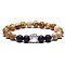 Natural Picture Jasper Bead Stretch Bracelets for Women Men, Heart & Paw Print, 7-1/8 inch(18cm)