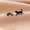 Stainless Steel Stud Earrings for Women, Left and Right, Cat, Black, 6~12x5~11mm
