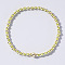 Korean Style Glass Seed & Brass Round Beaded Stretch Bracelets for Women, Green Yellow, Inner Diameter: 6-1/2 inch(16.5cm)
