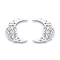 Non-Tarnish 201 Stainless Steel Pendants, Moon with Flower, Stainless Steel Color, 36x32x1mm, Hole: 1.4mm