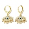 Real 18K Gold Plated Brass Dangle Leverback Earrings, with Cubic Zirconia, Evil Eye, Colorful, 29x17mm