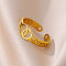 Personality Special-Interest 304 Stainless Steel Cuff Rings for Women, Golden, 18mm