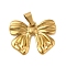 Ion Plating(IP) 304 Stainless Steel Pendants, Bowknot Charm, Golden, 20x25x2mm, Hole: 6x3mm