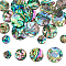 20Pcs 4 Styles Natural Abalone Shell/Paua Shell Cabochons, with Acrylic, Flat Round, Colorful, 10~20x1.2~1.8mm, 5pcs/style