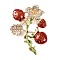 KC Gold Plated Alloy Enamel Strawberry Brooches, with Crystal Rhinestone, Colorful, 59.5x45x6.5mm