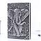 3D PU Leather Notebook, with Paper Inside, Rectangle with Elephant Pattern, for School Office Supplies, Antique Silver, 215x145mm