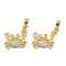 Brass Micro Pave Cubic Zirconia Pendants, Cadmium Free & Lead Free, Crab Charms, Real 18K Gold Plated, 15x17x3mm, Hole: 4x2mm
