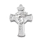 304 Stainless Steel Pendants, Cross with Jesus Charm, Anti-Tarnish, Stainless Steel Color, 38x26x4.5mm, Hole: 1.5mm