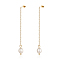 304 Stainless Steel Chains Tassel Earrings, Imitation Pearl Dangle Stud Earrings, Real 18K Gold Plated, 75mm