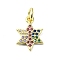 Brass Micro Pave Colorful Cubic Zirconia Pendants, Cadmium Free & Nickel Free & Lead Free, with Jump Ring, Star Charms, Real 18K Gold Plated, 14.5x10x1.5mm, Hole: 3mm