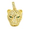 Brass Micro Pave Cubic Zirconia Pendants, Cadmium Free & Nickel Free & Lead Free, Leopard Head Charms, Real 18K Gold Plated, 23.5x19.5x8mm, Hole: 6.5x4.5mm