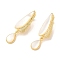 Teardrop Brass Fold Over Clasps, Cadmium Free & Nickel Free & Lead Free, with Natural White Shell, Real 18K Gold Plated, 31.5x9x9mm