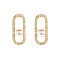 Oval Brass Micro Pave Clear Cubic Zirconia Stud Earrings for Women, with Imitation Pearl, Golden