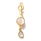 Brass Shell Fold Over Clasps, Cadmium Free & Nickel Free & Lead Free, Teardrop, Real 18K Gold Plated, 42.5mm, clasp: 35.5x7x8mm, teardrop: 10x6x1mm, hole: 1.2mm