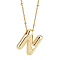 1pc Brass Chain with Alloy Letter Pendants Necklaces, Lead Free & Nickel Free & Cadmium Free, Golden, Letter N, 17.99~18.23 inch(45.7~46.3cm), pendants: 20~22.5x13~23mm