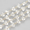 Handmade Glass Beaded Chains, Soldered, with Brass Findings, Faceted, Triangle, Clear, Real 18K Gold Plated, 6.5mm